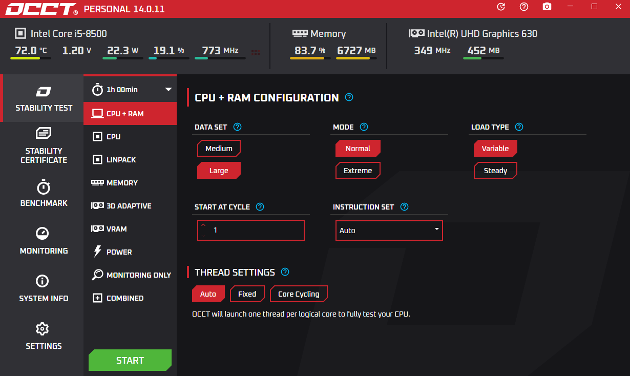 occt电脑电源检测软件截图2