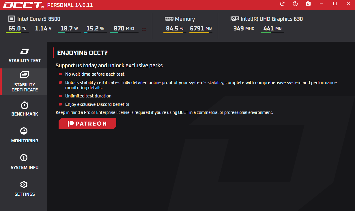 occt电脑电源检测软件截图3