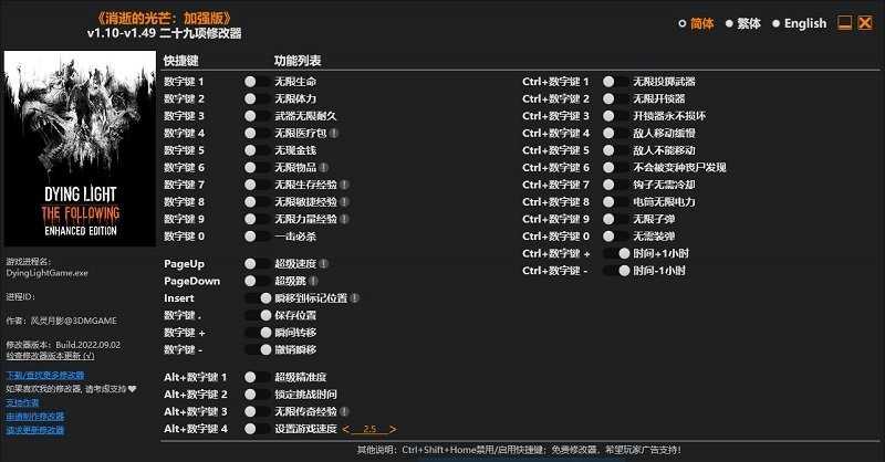 消逝的光芒信徒加强版修改器截图1