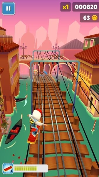 地铁跑酷威尼斯情人节蓝色金币版v4.03.4截图1