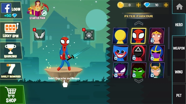 蜘蛛火柴人格斗免广告截图3