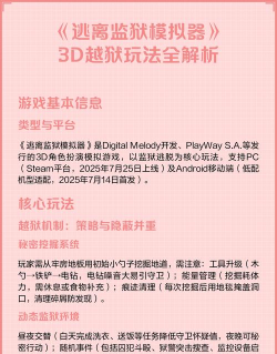 越狱单机游戏攻略，核心玩法解析，新手快速上手